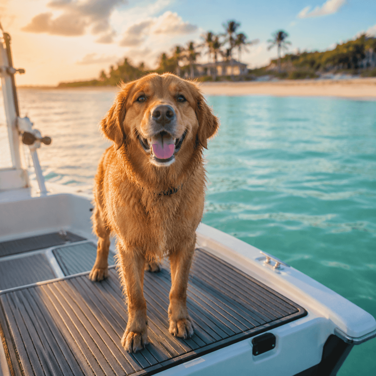 Anti-Slip Boat Mat for Pet in use on the beach