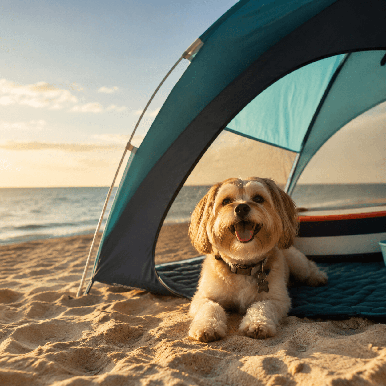 Pet Beach Tent in use on the beach